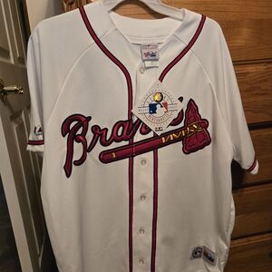 Atlanta Braves White and Red Baseball Jersey